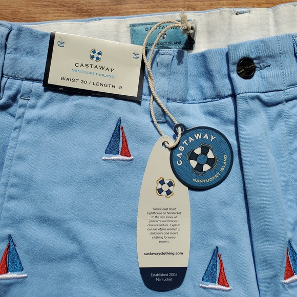 NWT Castaway Nantucket Americana Sailboat Shorts Size 30 and 40 - Picture 6 of 8